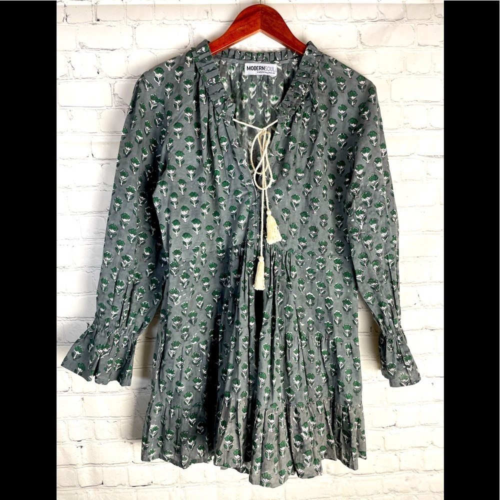 Modern Soul Green Floral Mini Dress